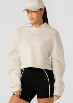 Lorna Jane All Hours Secret Pocket Cropped Hoodie Ivory Outlet