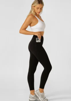 Lorna Jane Amy No Ride Phone Pocket Ankle Biter Tech Leggings Black Hot