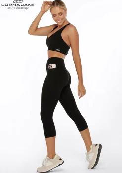 Lorna Jane Amy Phone Pocket 7/8 Tech Leggings Black Best