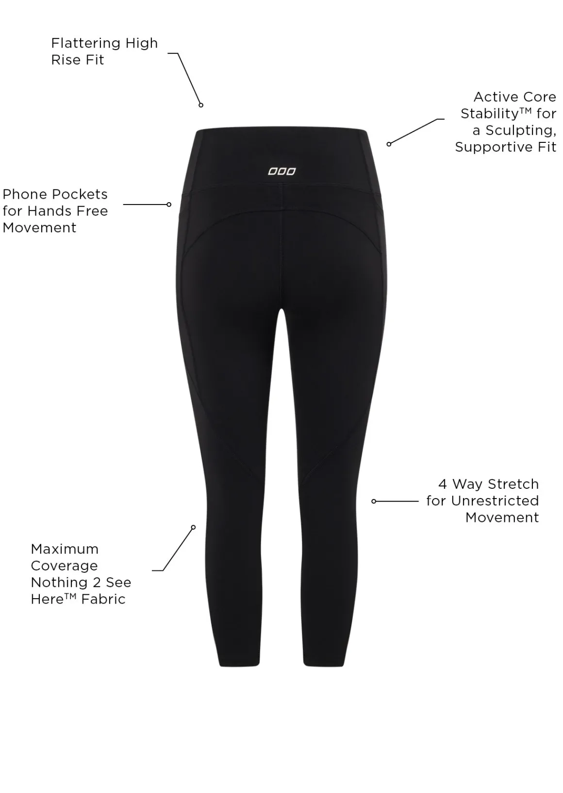 Lorna Jane Amy Phone Pocket 7/8 Tech Leggings Black Best