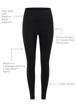 Lorna Jane Amy Phone Pocket Ankle Biter Tech Leggings Black Hot