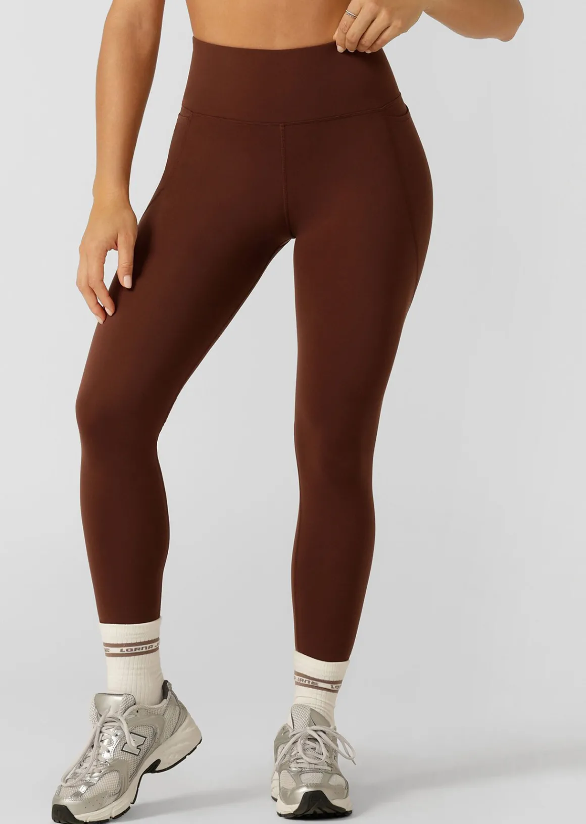 Lorna Jane Amy Phone Pocket Ankle Biter Tech Leggings Truffle New