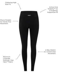 Lorna Jane Amy Phone Pocket Full Length Tech Leggings Black New