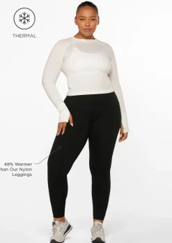 Lorna Jane Amy Thermal Phone Pocket Full Length Leggings Black Outlet