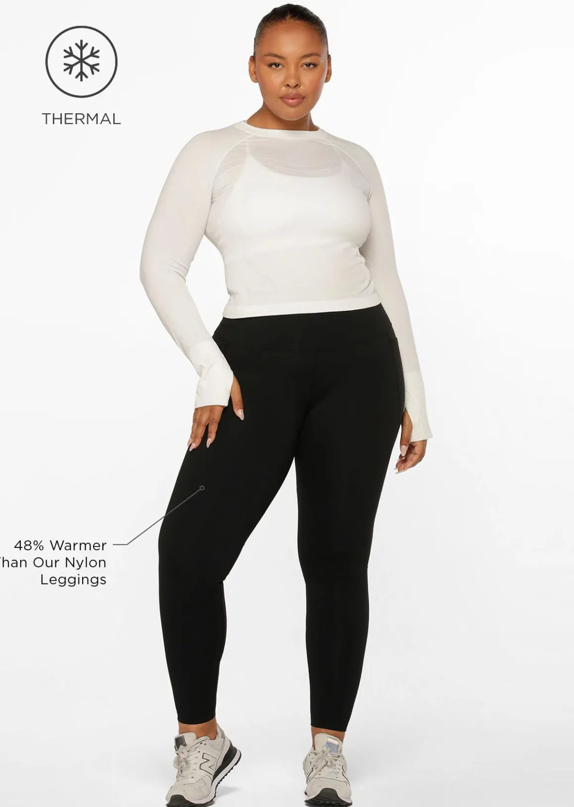 Lorna Jane Amy Thermal Phone Pocket Full Length Leggings Black Outlet