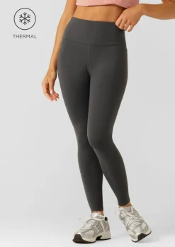 Lorna Jane Amy Thermal Phone Pocket Full Length Leggings DarkTitanium Outlet