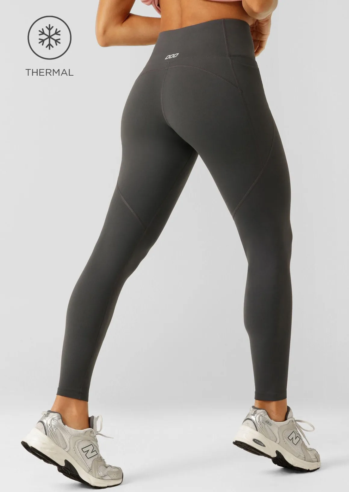 Lorna Jane Amy Thermal Phone Pocket Full Length Leggings DarkTitanium Outlet