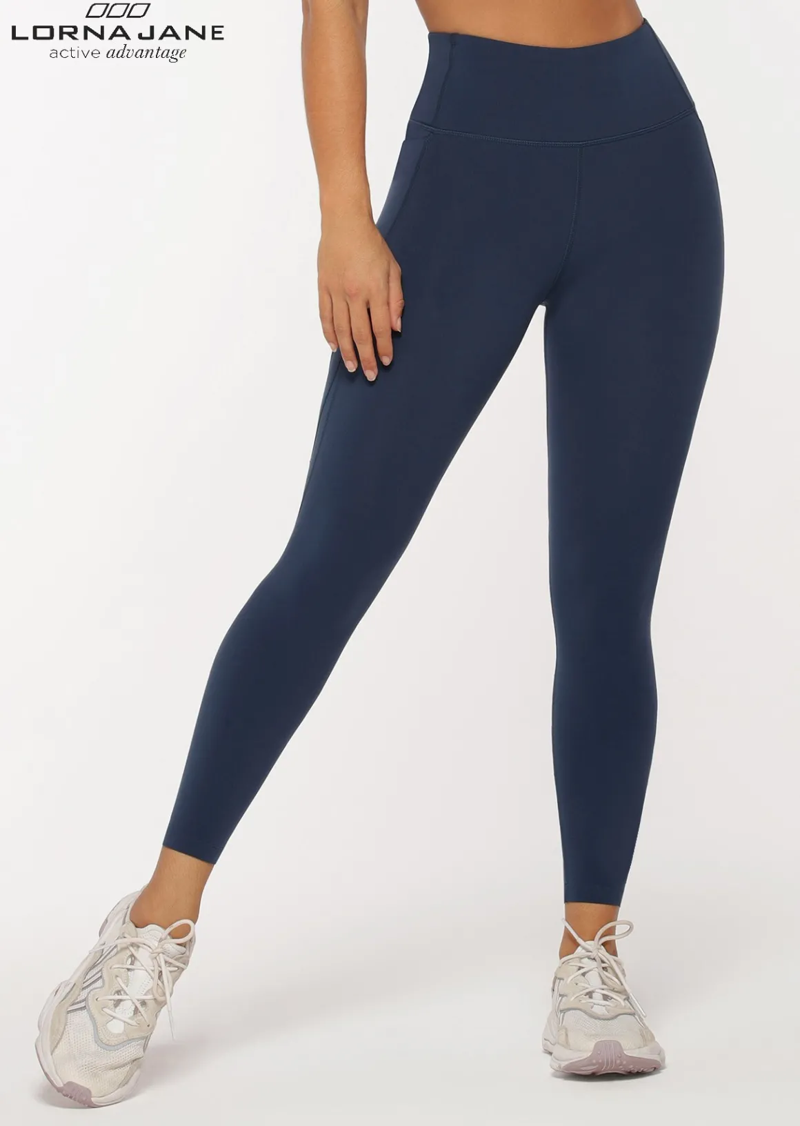 Lorna Jane Amy Winter Thermal Phone Pocket Leggings PebbleBlue Outlet
