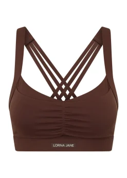 Lorna Jane Bring It All Pocket Sports Bra Espresso New