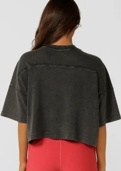 Lorna Jane College Nostalgia Cropped T-Shirt WashedBlack Clearance