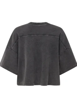 Lorna Jane College Nostalgia Cropped T-Shirt WashedBlack Clearance