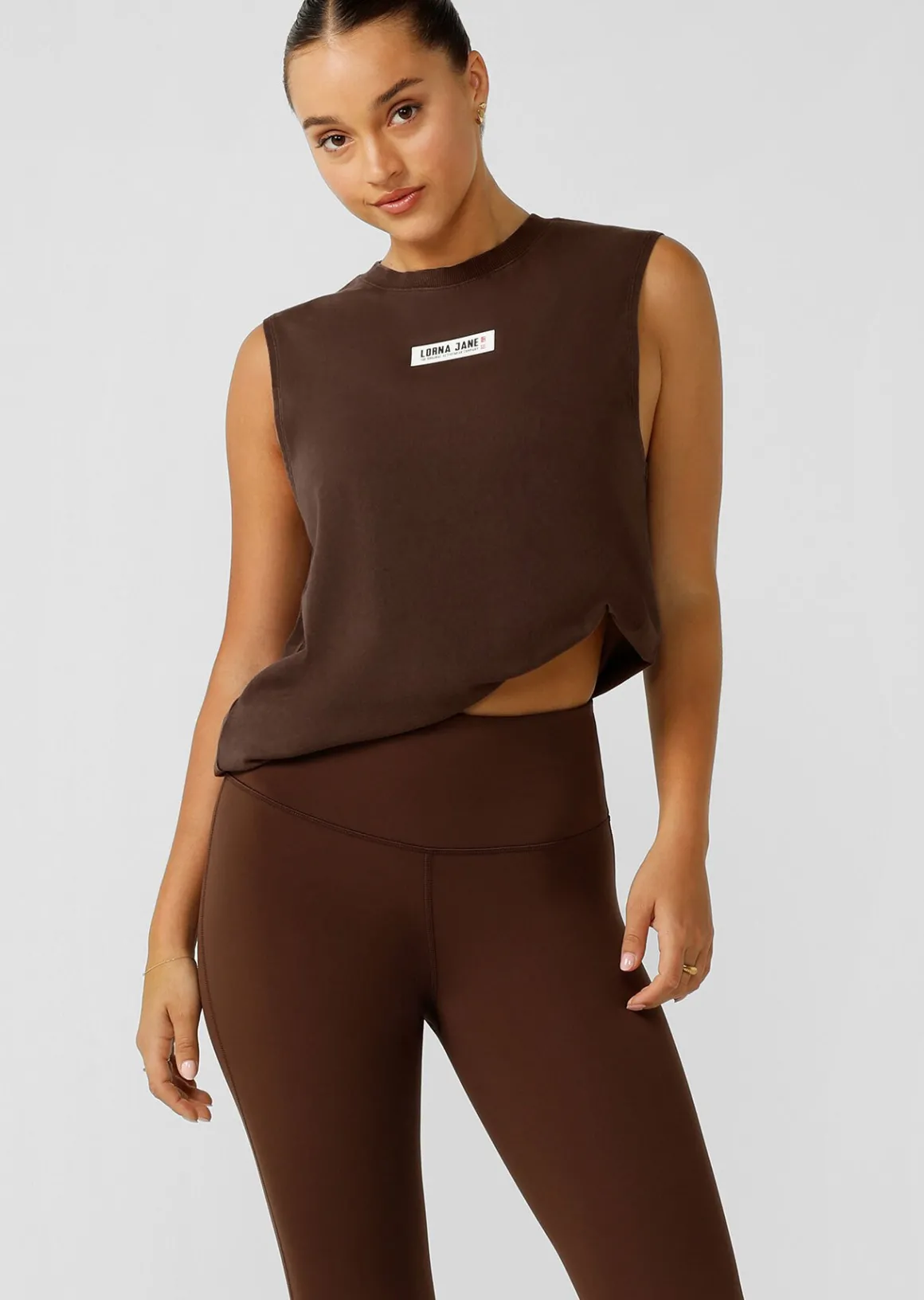 Lorna Jane Conquer Washed Muscle Tank WashedEspresso Online