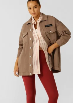 Lorna Jane Daybreak Washed Fleece Shacket WashedCedar Outlet
