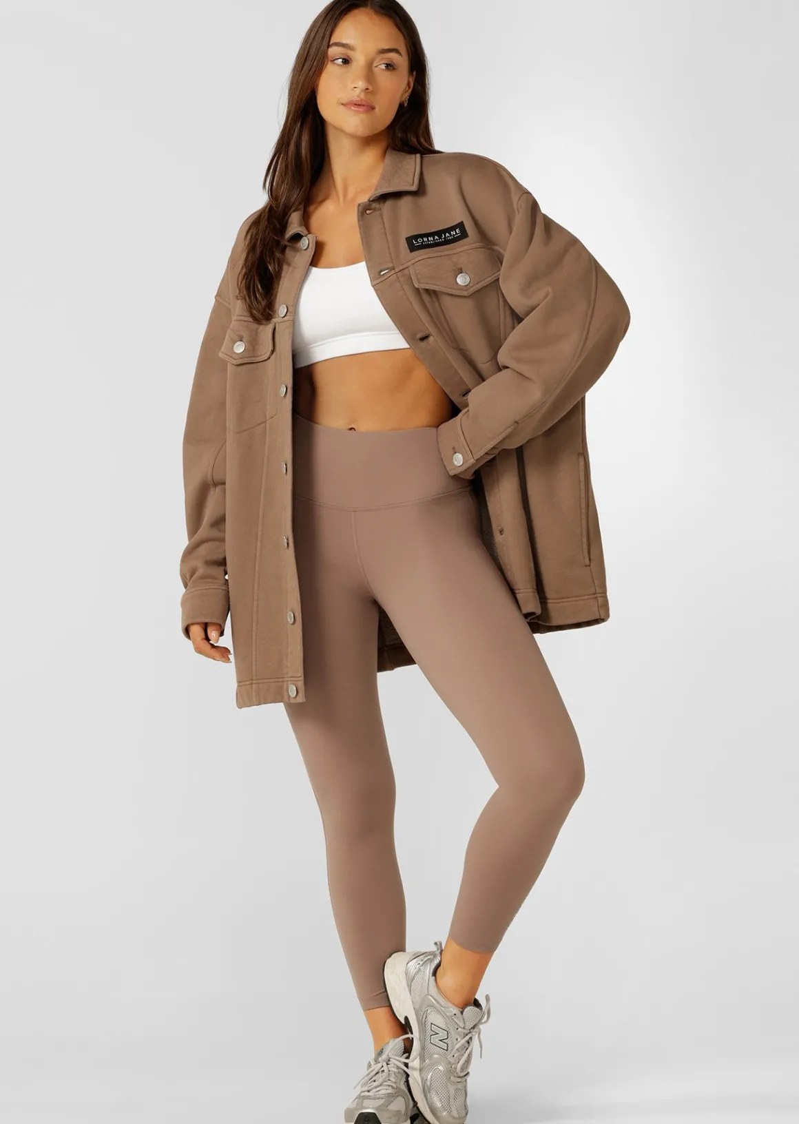 Lorna Jane Daybreak Washed Fleece Shacket WashedCedar Outlet