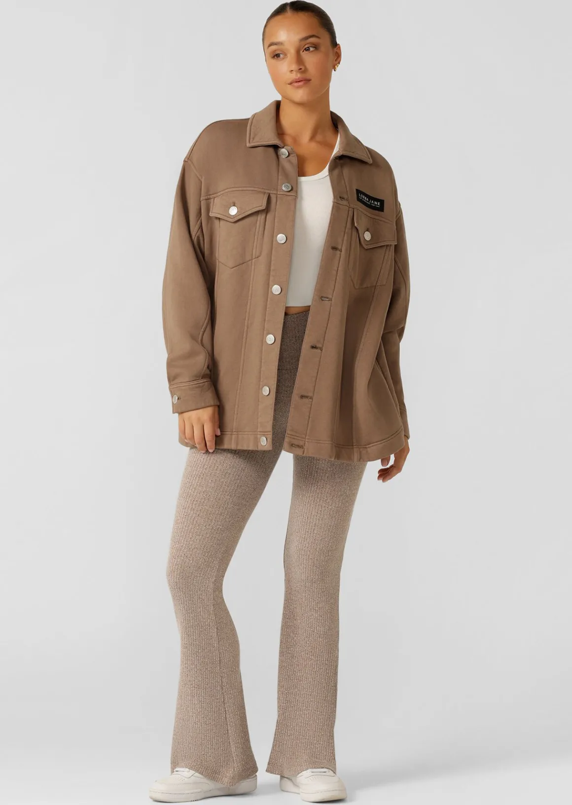 Lorna Jane Daybreak Washed Fleece Shacket WashedCedar Outlet