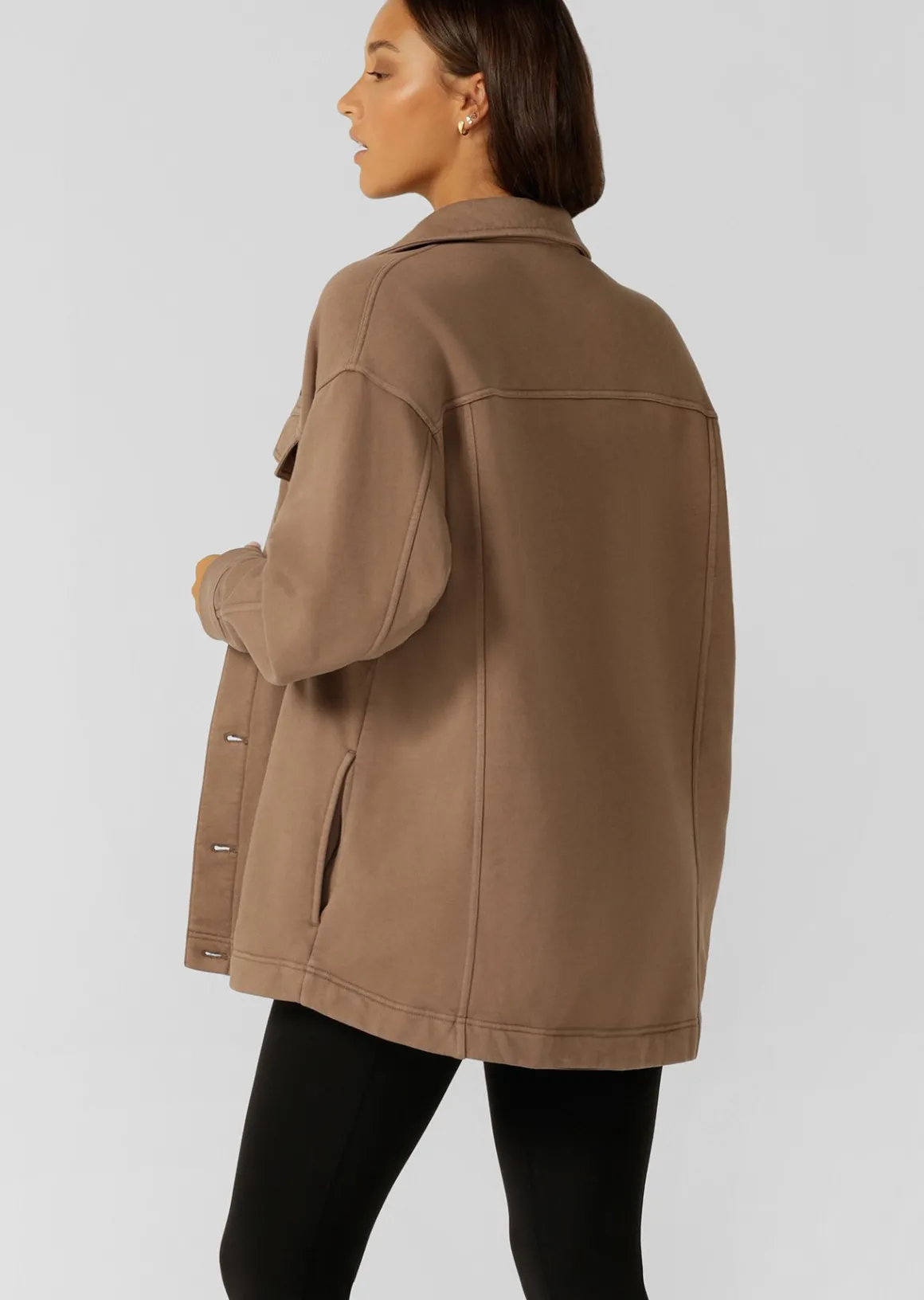 Lorna Jane Daybreak Washed Fleece Shacket WashedCedar Outlet