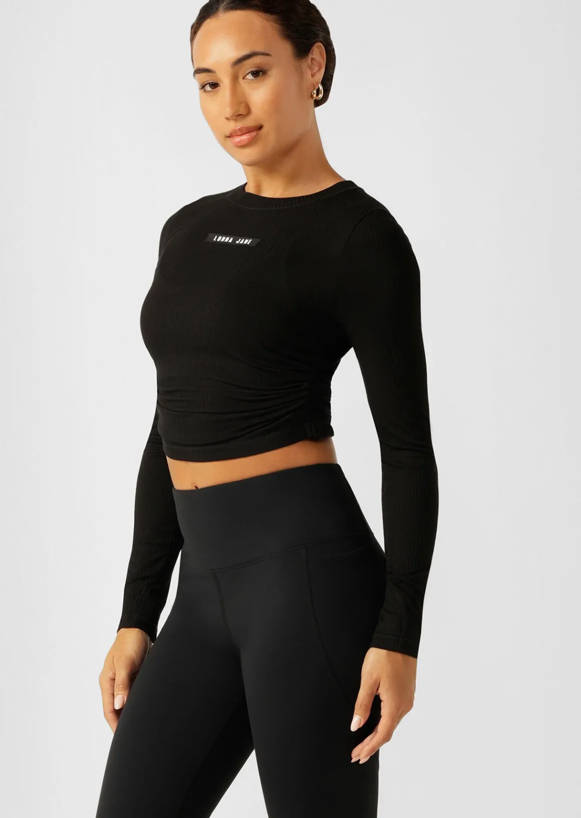 Lorna Jane Easy Adjust Longsleeve Rib Top Black New