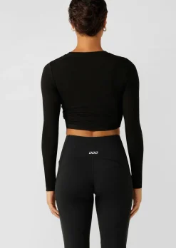 Lorna Jane Easy Adjust Longsleeve Rib Top Black New