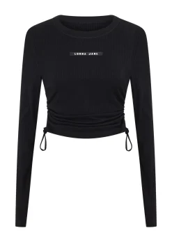 Lorna Jane Easy Adjust Longsleeve Rib Top Black New