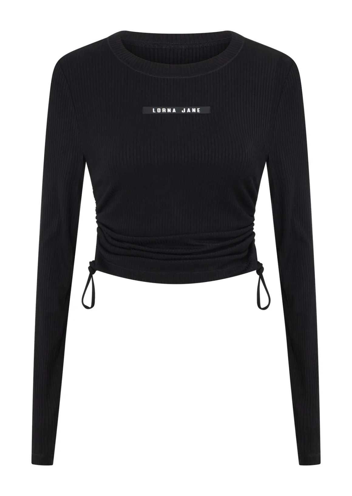 Lorna Jane Easy Adjust Longsleeve Rib Top Black New