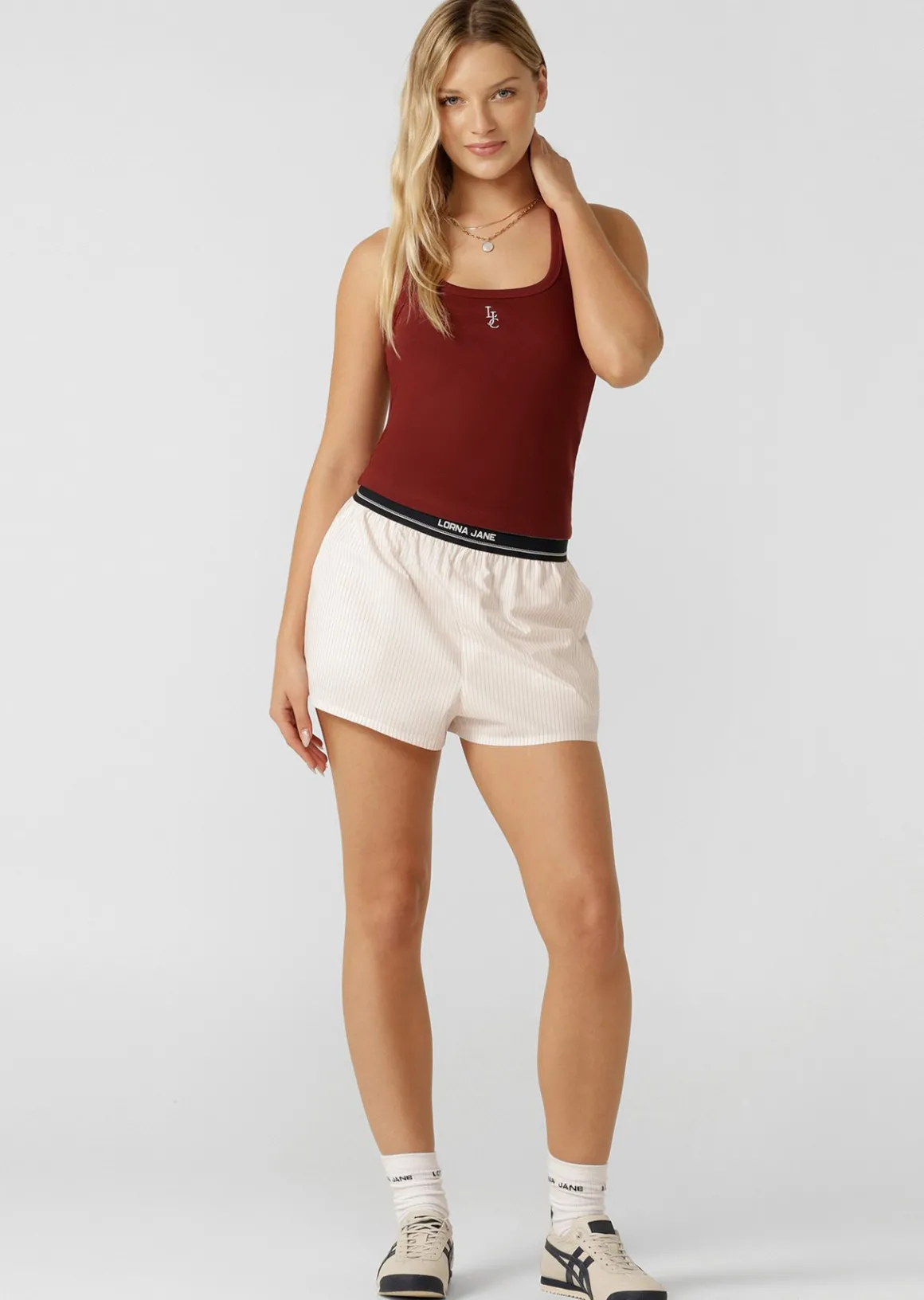 Lorna Jane Effortless Boxer Shorts RedStripe Best