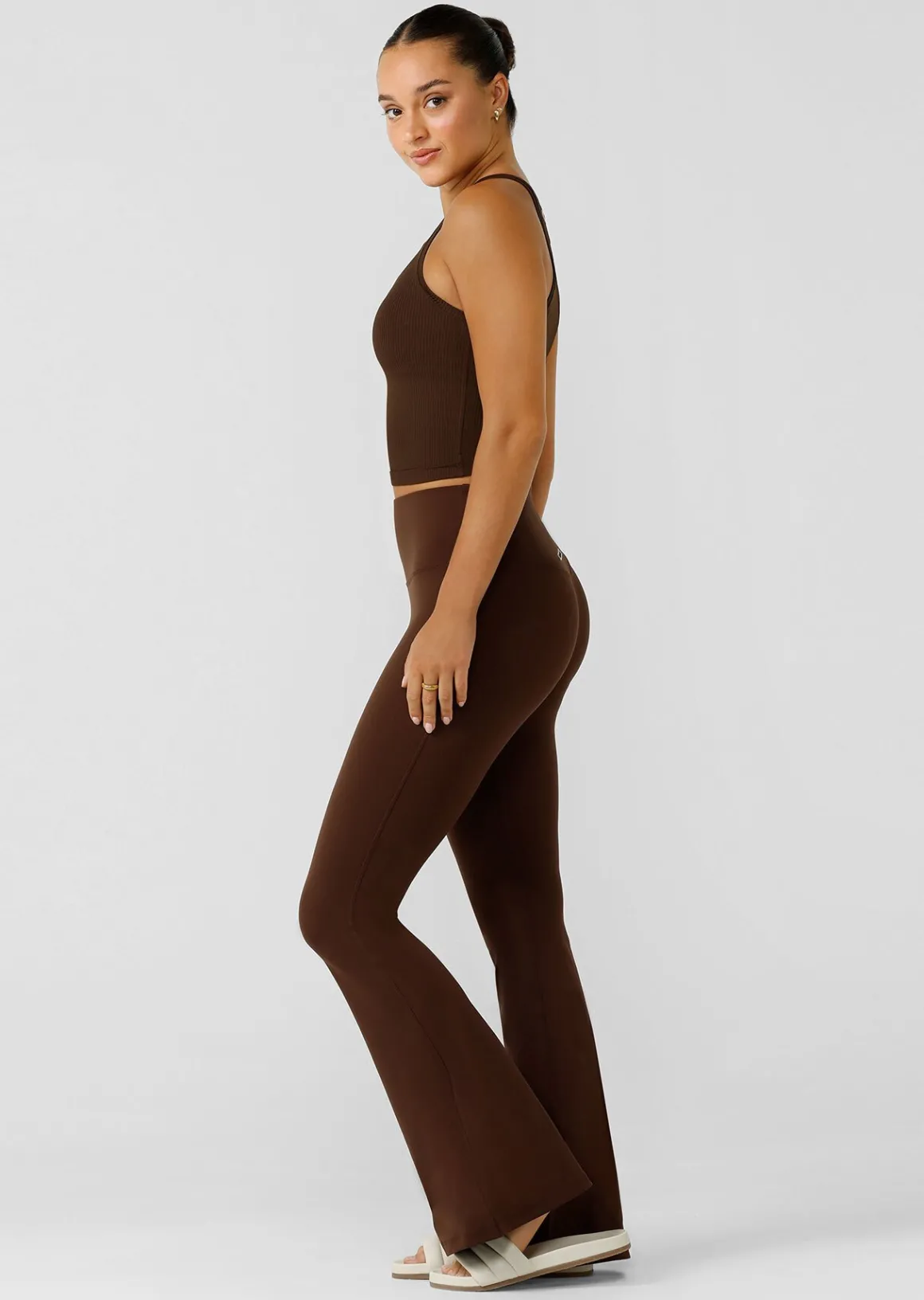 Lorna Jane Effortless Phone Pocket Flared Leggings Espresso Online