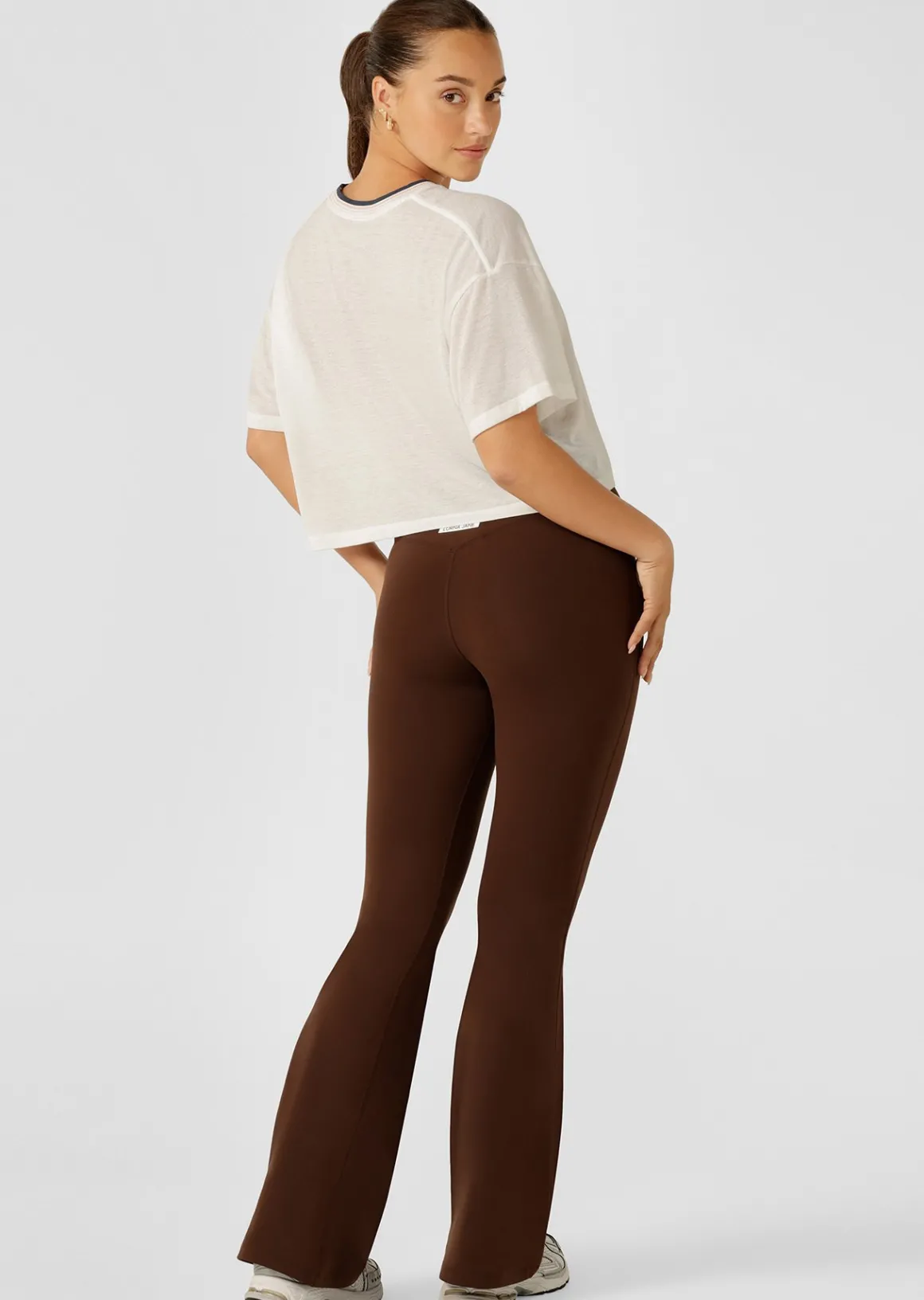 Lorna Jane Effortless Phone Pocket Flared Leggings Espresso Online
