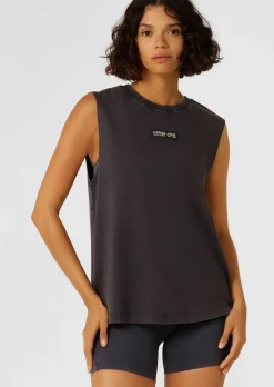 Lorna Jane Fade Away Washed Muscle Tank WashedMidnightBlue New