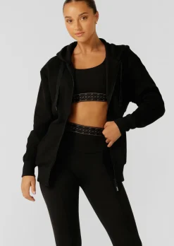 Lorna Jane Fleece Zip Thru Hoodie Black Discount