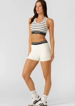 Lorna Jane Horizon Striped Rib Tank Black&PorcelaineStripe New
