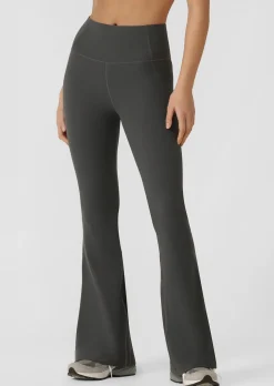 Lorna Jane Irresistible Hi Fold Rib Flared Leggings Titanium Clearance