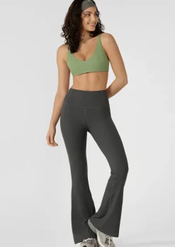 Lorna Jane Irresistible Hi Fold Rib Flared Leggings Titanium Clearance