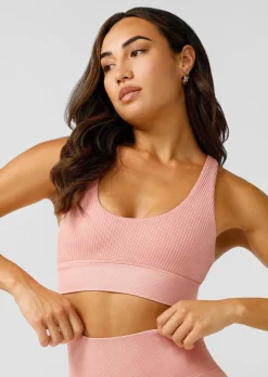 Lorna Jane It Girl Wide Rib Seamless Sports Bra WashedPeach Best