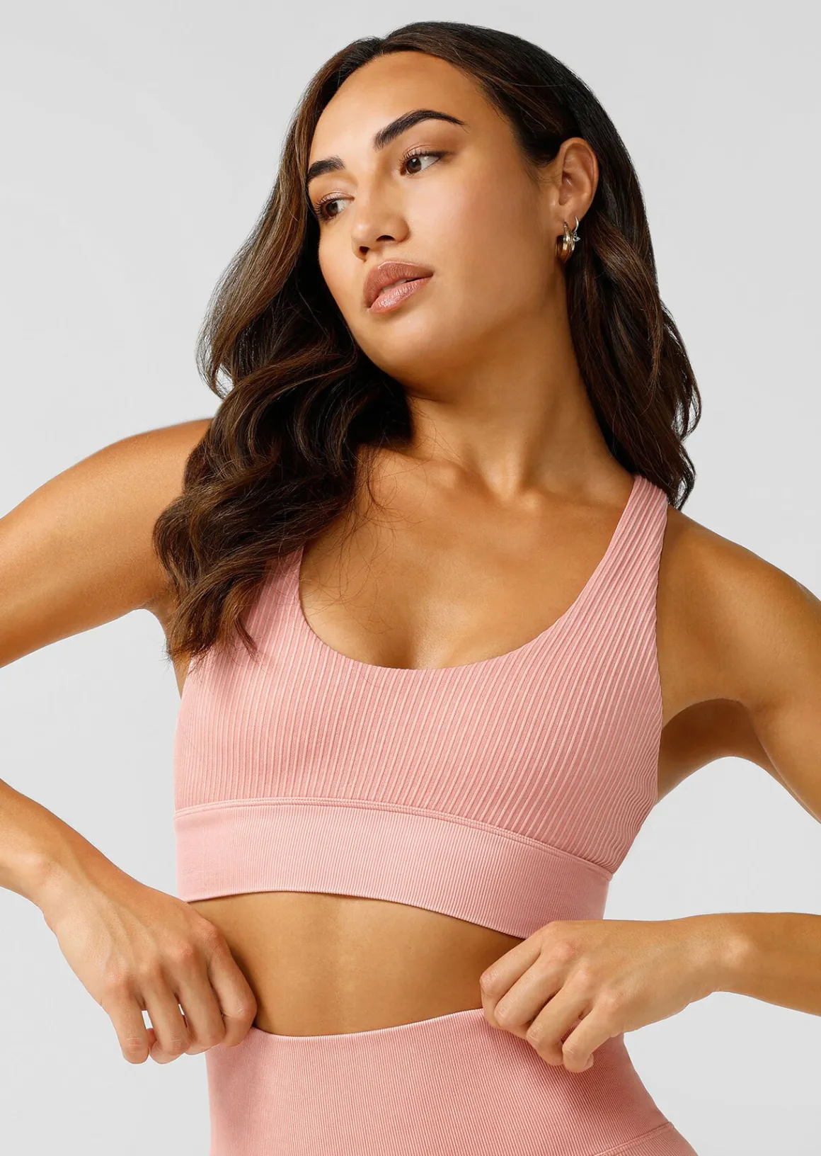 Lorna Jane It Girl Wide Rib Seamless Sports Bra WashedPeach Best