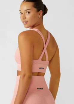 Lorna Jane It Girl Wide Rib Seamless Sports Bra WashedPeach Best