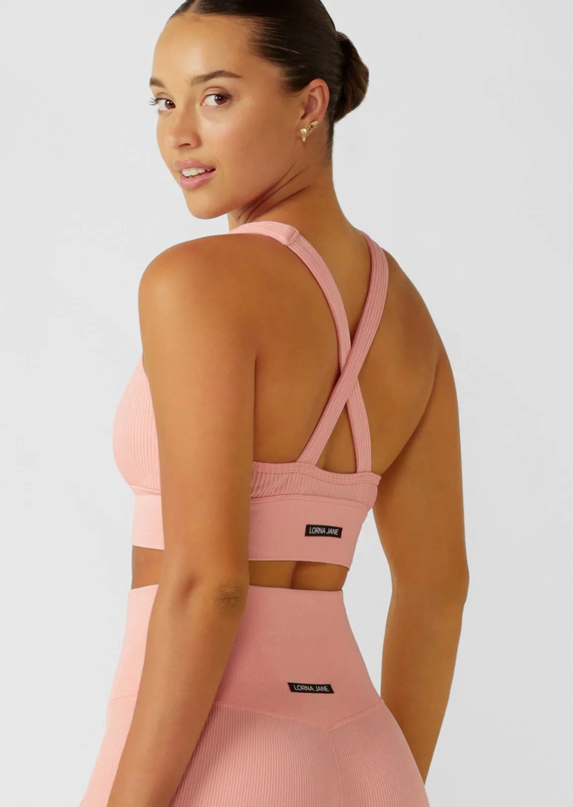 Lorna Jane It Girl Wide Rib Seamless Sports Bra WashedPeach Best