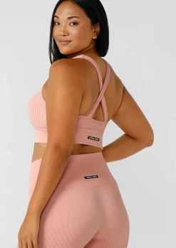 Lorna Jane It Girl Wide Rib Seamless Sports Bra WashedPeach Best