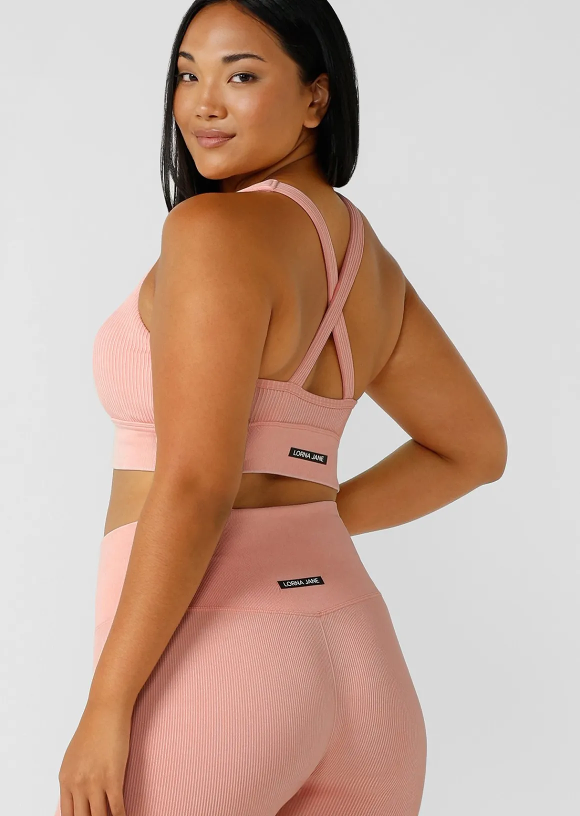 Lorna Jane It Girl Wide Rib Seamless Sports Bra WashedPeach Best