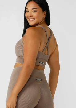 Lorna Jane It Girl Wide Rib Seamless Sports Bra WashedBone Clearance