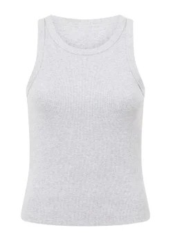 Lorna Jane LJ Basics Rib Tank LightGreyMarl New