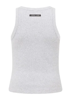 Lorna Jane LJ Basics Rib Tank LightGreyMarl New