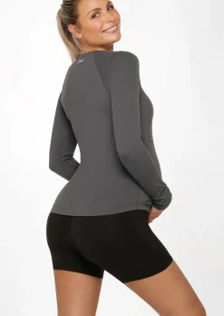 Lorna Jane LJ Maternity Active Feeding Long Sleeve Top Titanium Discount