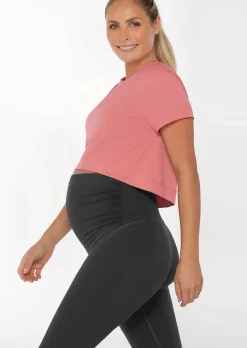 Lorna Jane LJ Maternity Cropped Bump Active Tee QuartzPink Sale