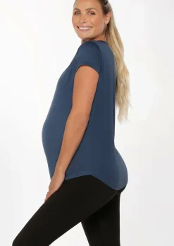 Lorna Jane LJ Maternity Over Bump Active Tee PebbleBlue