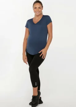 Lorna Jane LJ Maternity Over Bump Active Tee PebbleBlue