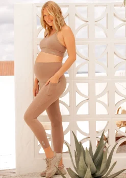 Lorna Jane LJ Maternity Phone Pocket Ankle Biter Leggings Bone Best