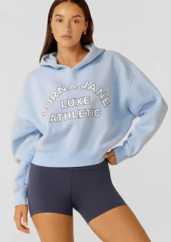 Lorna Jane Lotus Limited Edition Cropped Hoodie ToulouseBlue Sale