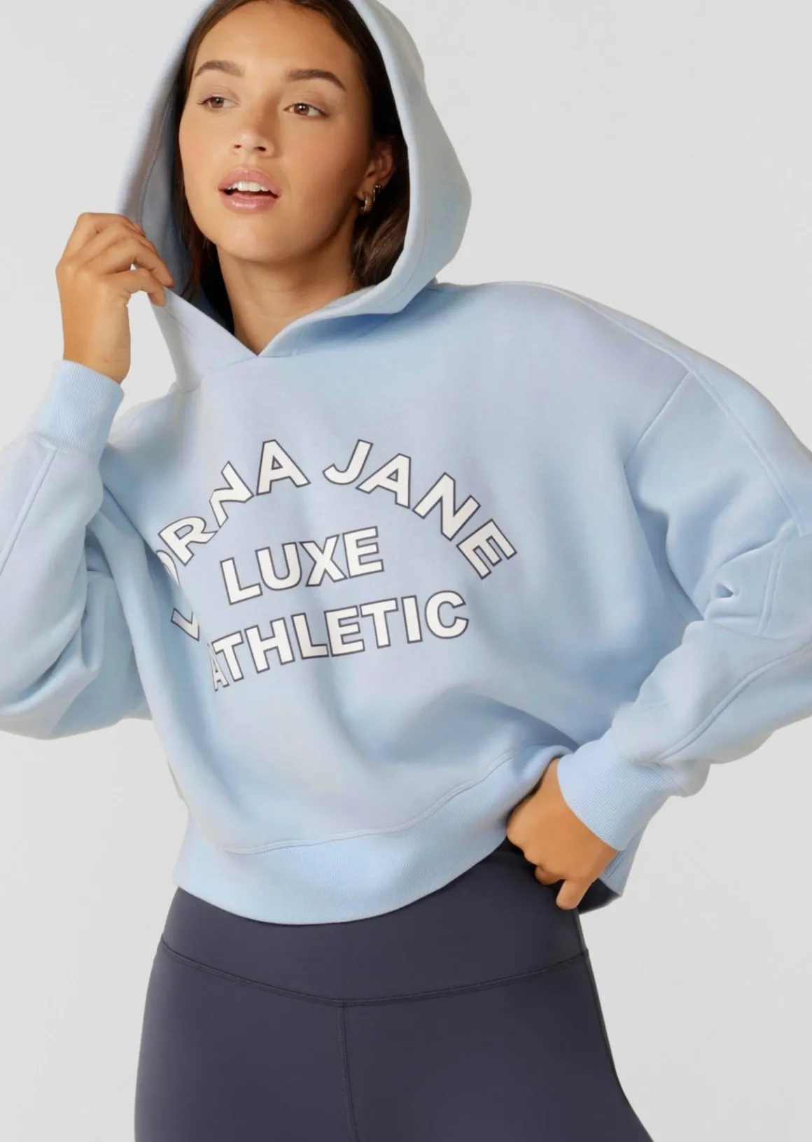 Lorna Jane Lotus Limited Edition Cropped Hoodie ToulouseBlue Sale