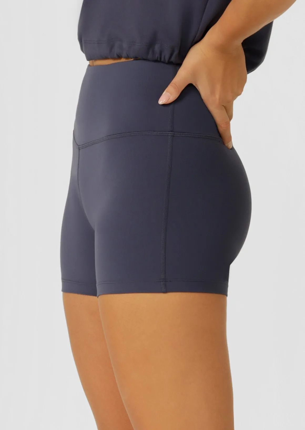 Lorna Jane Lotus Limited Edition No Chafe 12cm Bike Shorts AshBlue Outlet