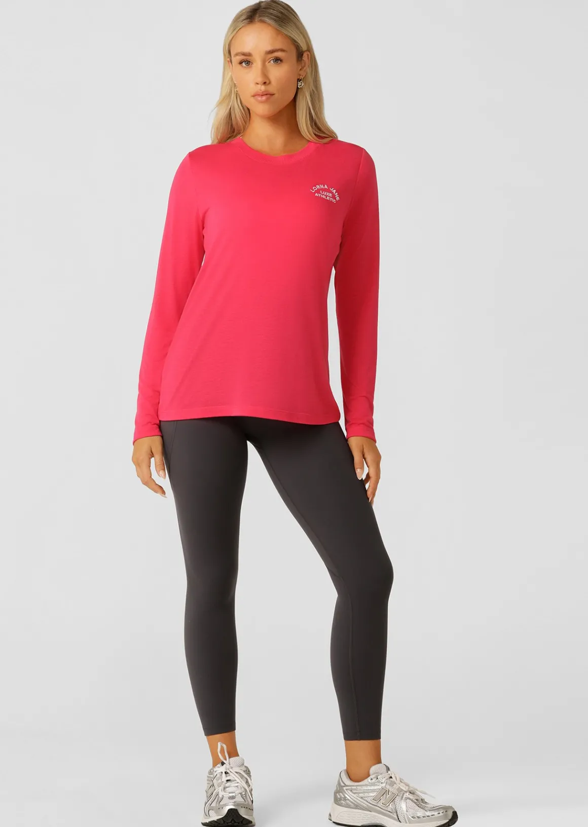 Lorna Jane Lotus Long Sleeve Top NeonRaspberry Clearance